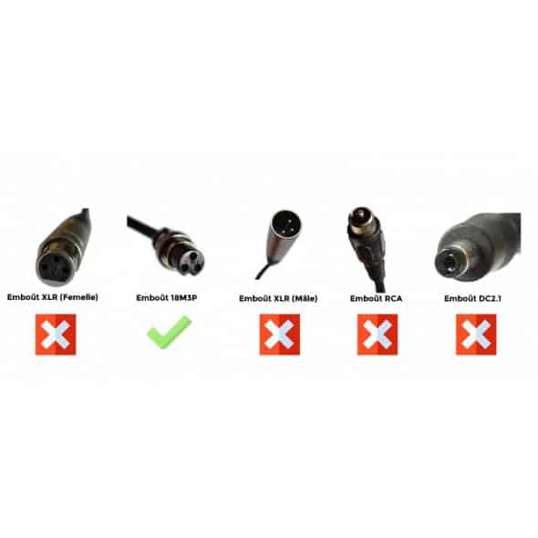 Doctibike Chargeur Lithium Ion 24V2A - Embout 18M3P 1 Doctibike Chargeur Lithium Ion 24V2A - Embout 18M3P