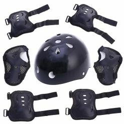 Toyvian 1 Set Casque D’équitation Protecteur Extérieur Cyclisme Skateboard Équipement De Protection Genouillère Coudières Sports Protective Pads (noir, 1pc Casque, 7pcs Protectiv -Chargeur vélo électrique Basprix 657919918 max