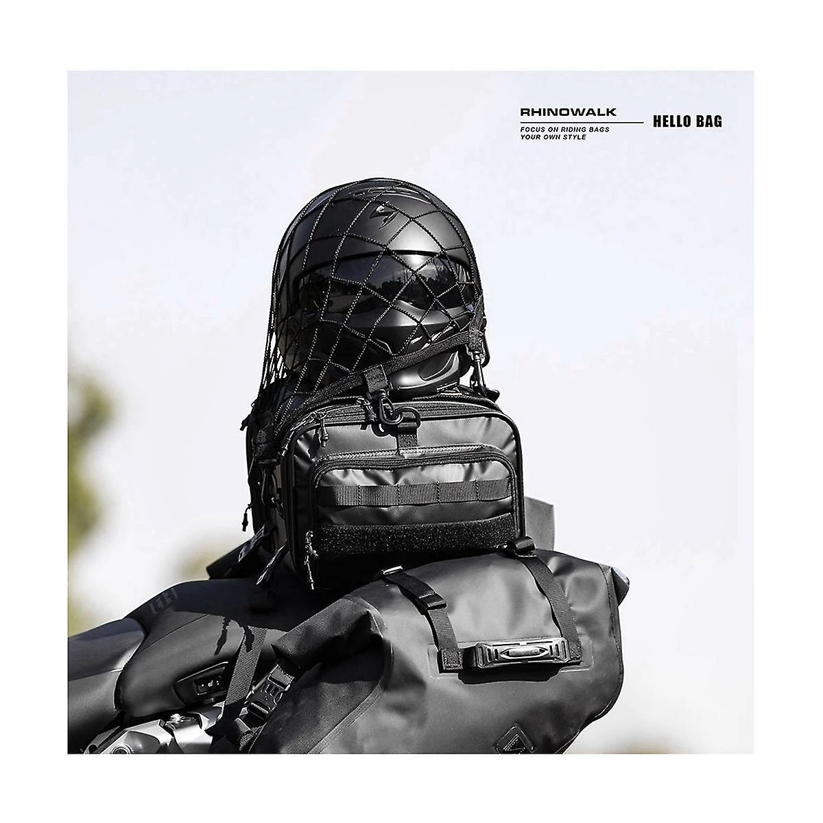 Unbranded Rhinowalk Support De Casque De Moto Net 8 Crochets En Métal Support De Filet De Bagage De Moto Mesh Storage Trun 3 Unbranded Rhinowalk Support De Casque De Moto Net 8 Crochets En Métal Support De Filet De Bagage De Moto Mesh Storage Trun – Image 3