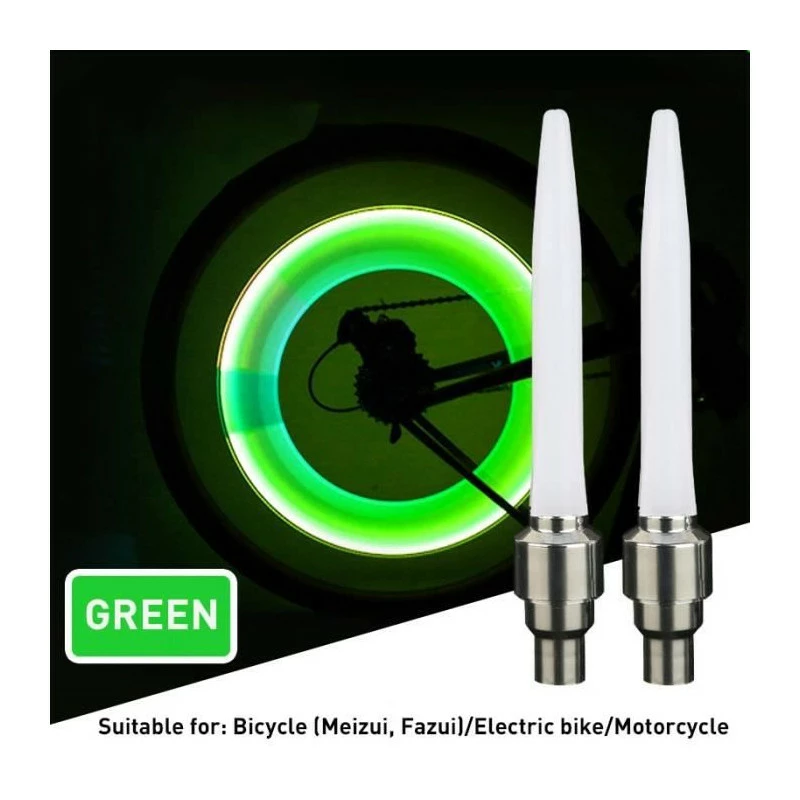 Couleur Vert 2pcs Capuchon De Tige De Vélo De Vélo, Lumière Néon, Lampe De Roue De Moto, Accessoires De Vélo - Avis / Test 1 Couleur Vert 2pcs Capuchon De Tige De Vélo De Vélo, Lumière Néon, Lampe De Roue De Moto, Accessoires De Vélo - Avis / Test